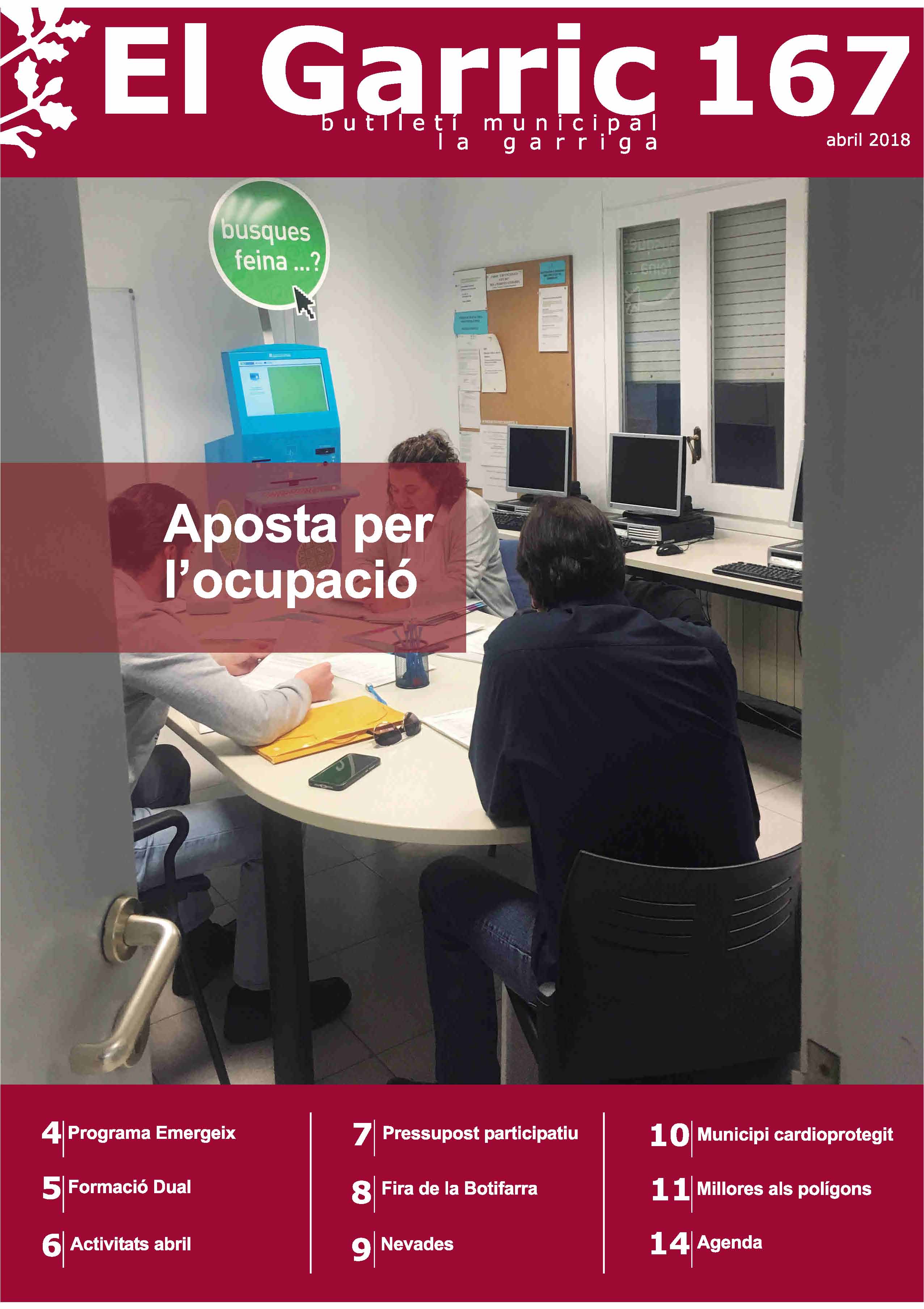 El Servei Local d'Ocupació, portada del butlletí d'abril