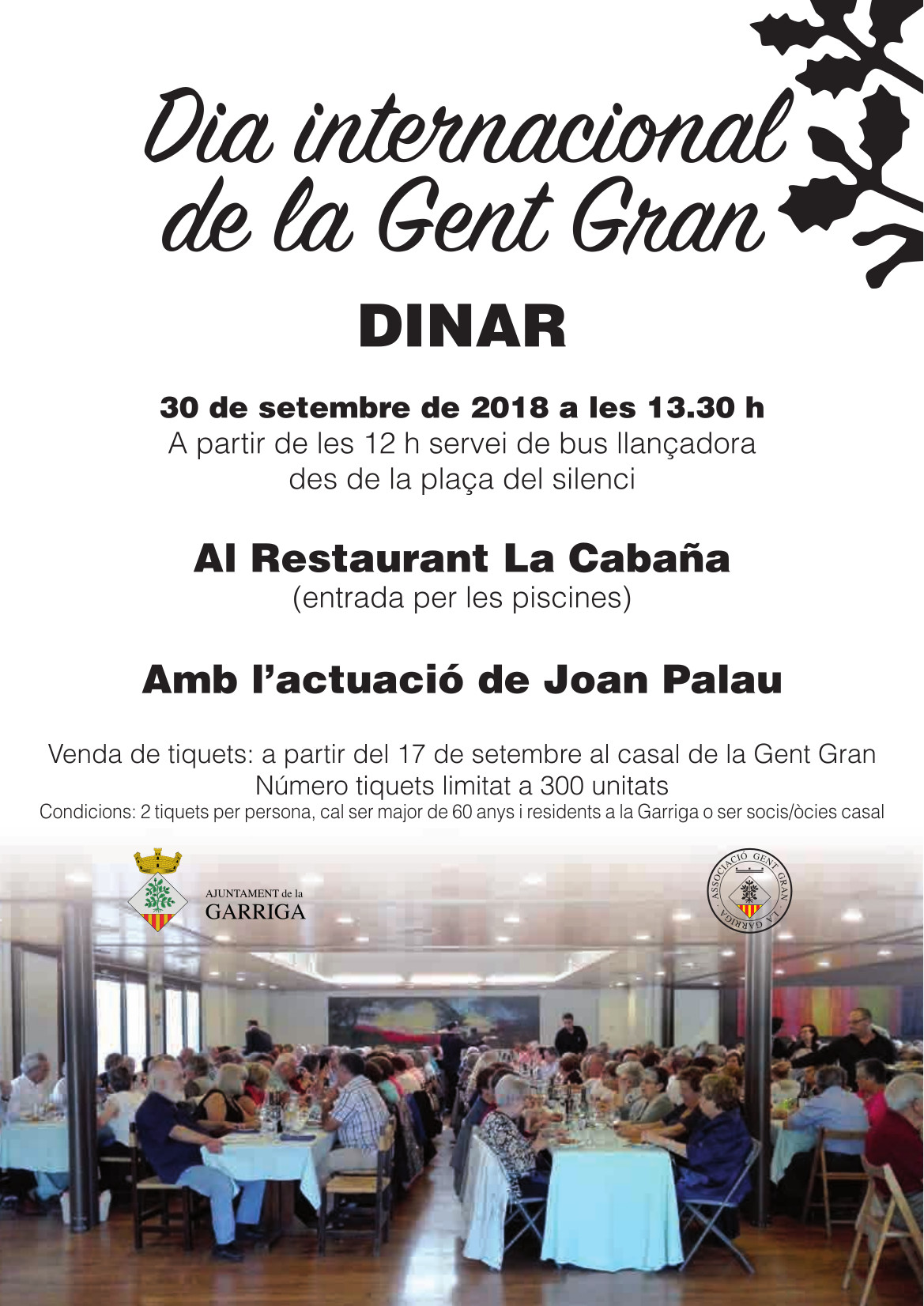 Ja es poden comprar els tiquets del dinar de la Gent Gran