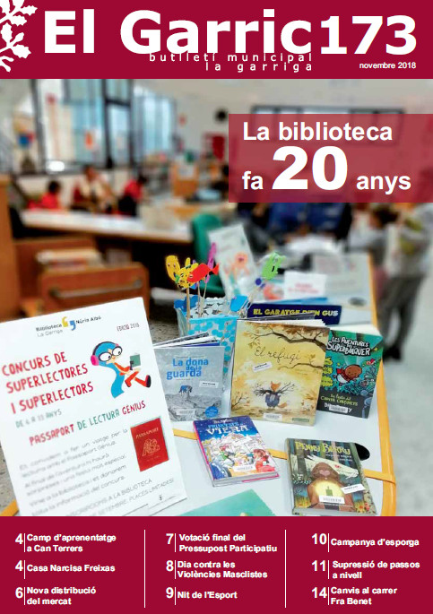 El 20è aniversari de la Biblioteca, portada del Garric de novembre