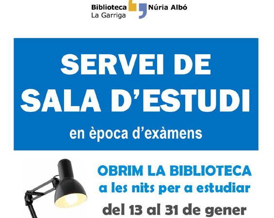 Aula d'estudi a la Biblioteca, al gener