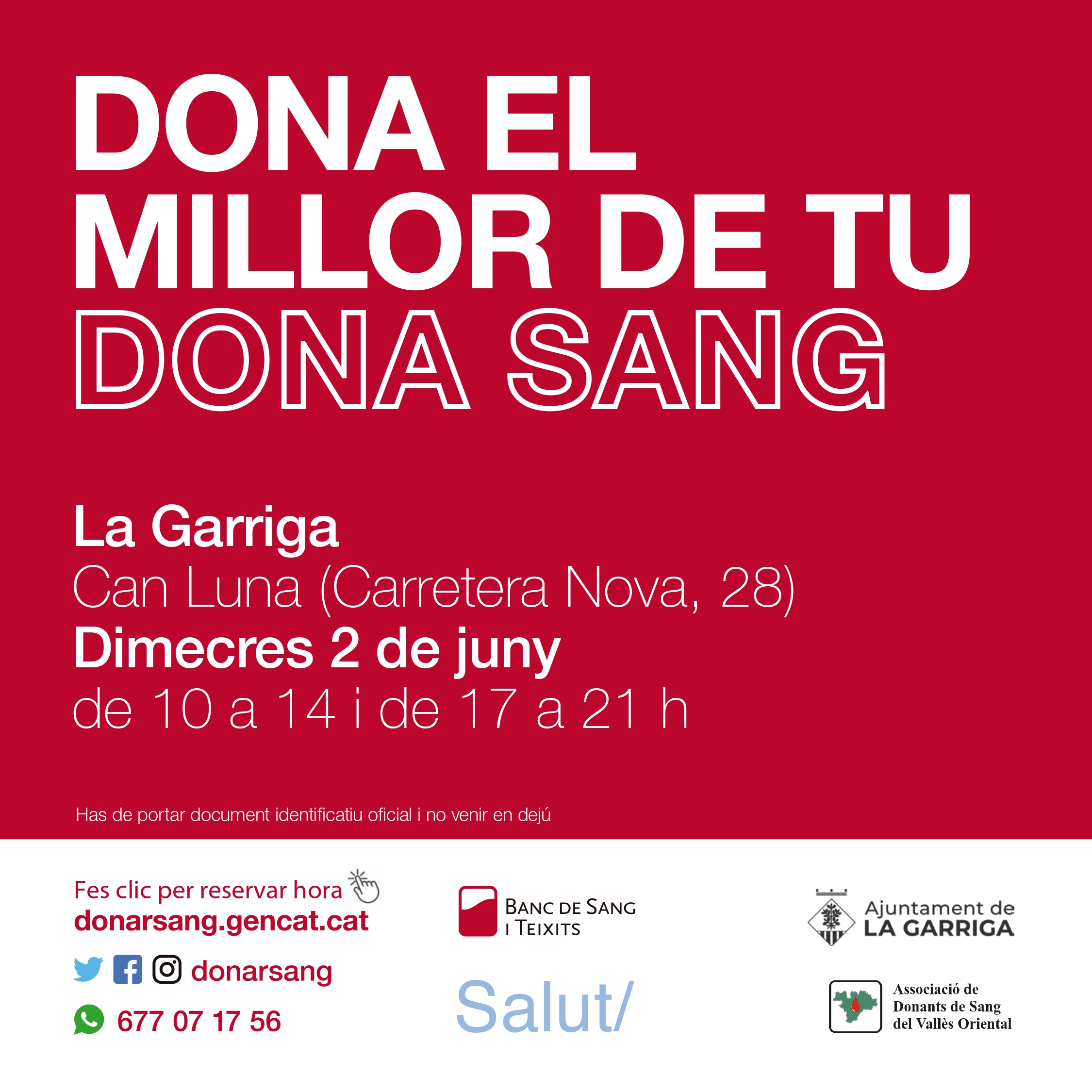 Vine a donar sang!