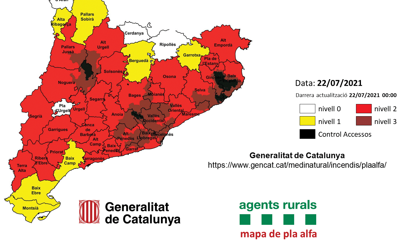 Risc alt d'incendi i molta calor