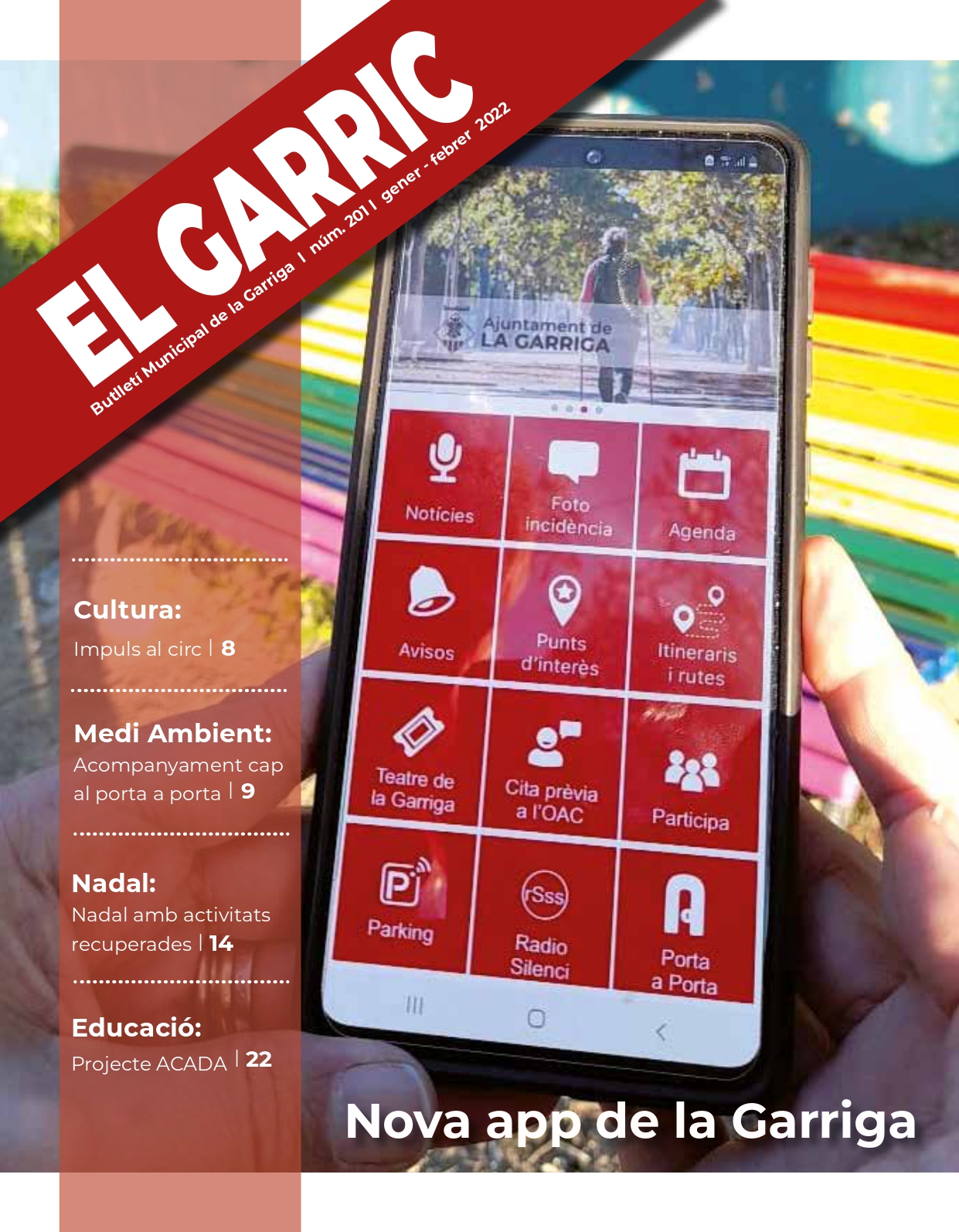 L'app la Garriga, portada del butlletí municipal
