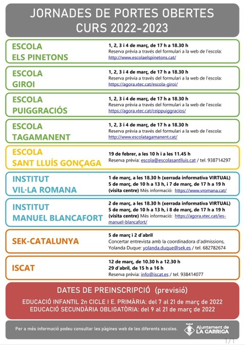 Portes obertes als centres educatius de la Garriga