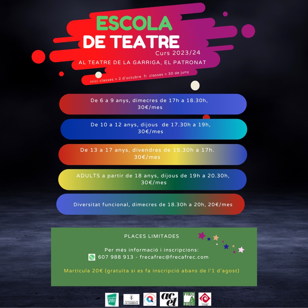 Obertes les inscripcions a l'Escola de Teatre