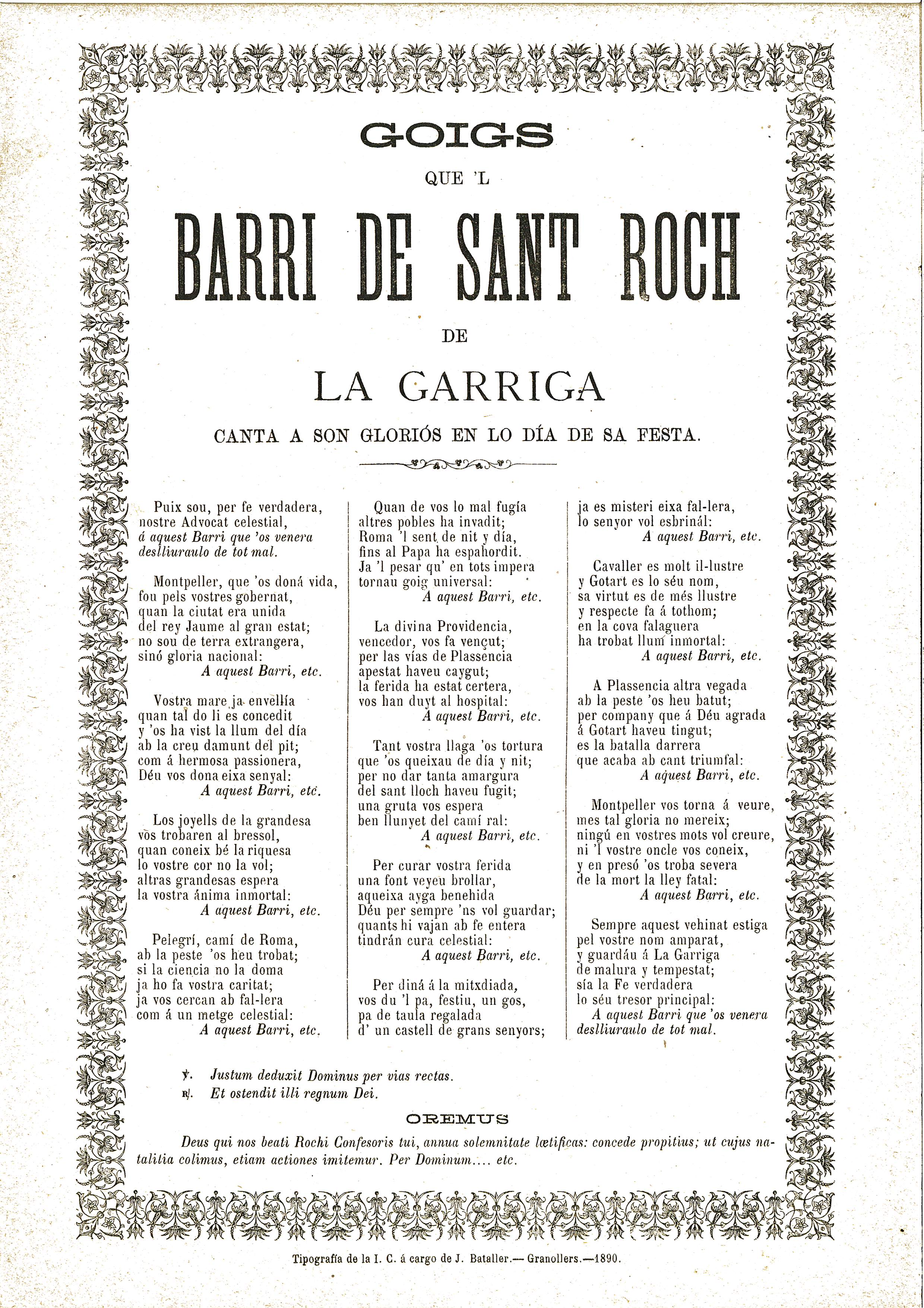 Es recuperen els goigs de Sant Roc de la Garriga