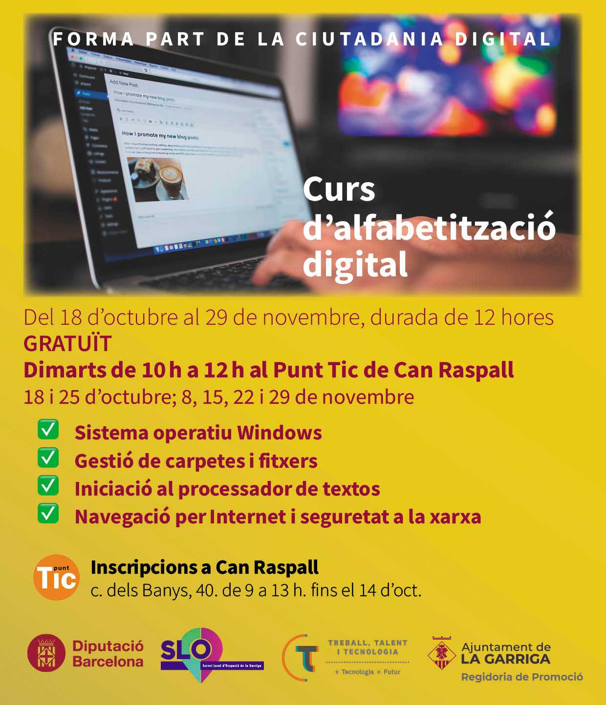 Curs d'alfabetització digital al Punt TIC