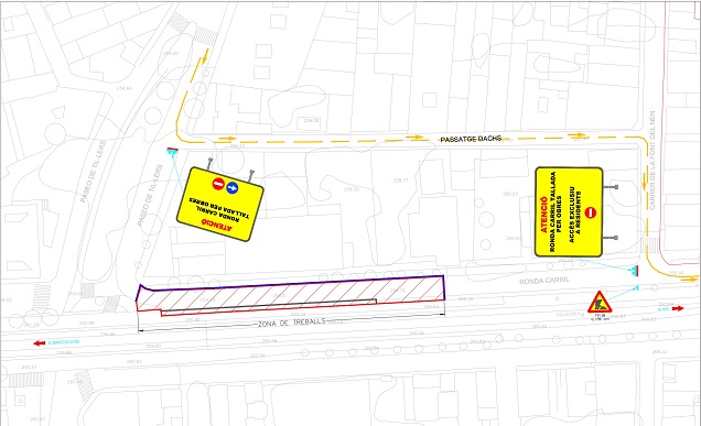 Nou tall a la Ronda del Carril, per treballs d'ADIF