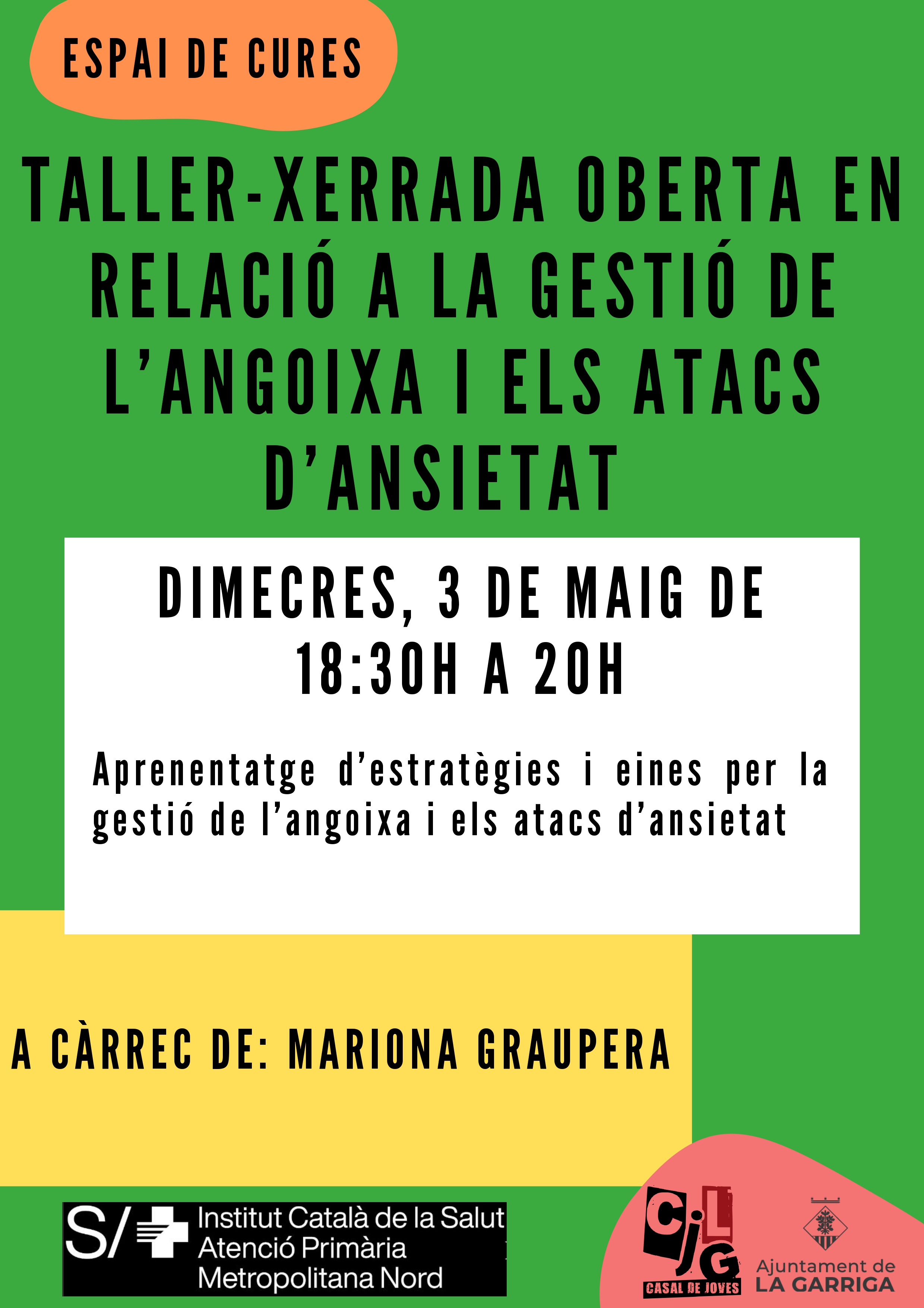 Taller-xerrada sobre gestió de l'angoixa i els atacs d'ansietat