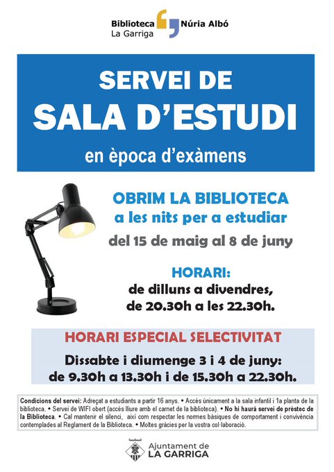 Servei de sala d'estudi a la biblioteca