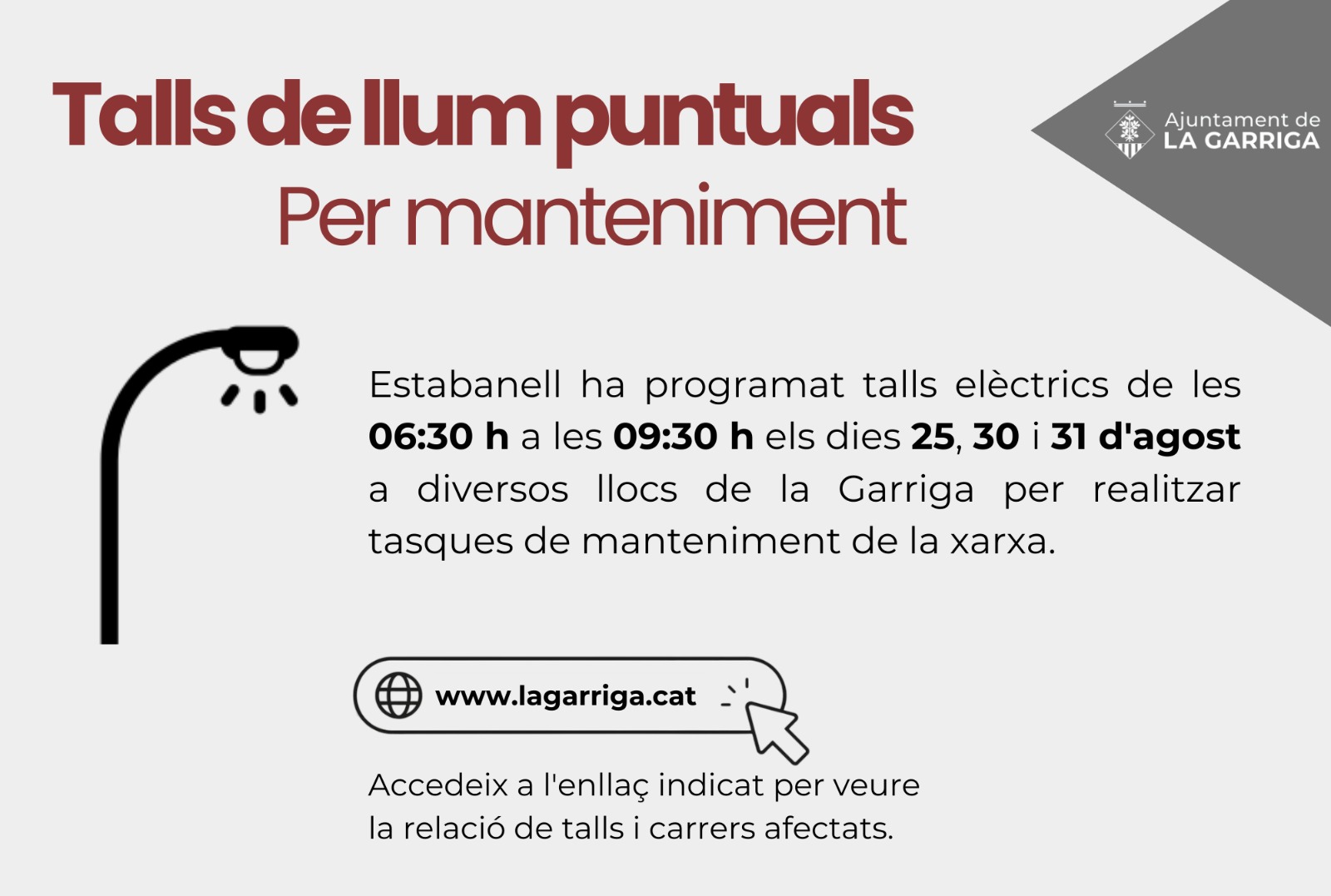 Talls d'electricitat a diferents zones de la Garriga