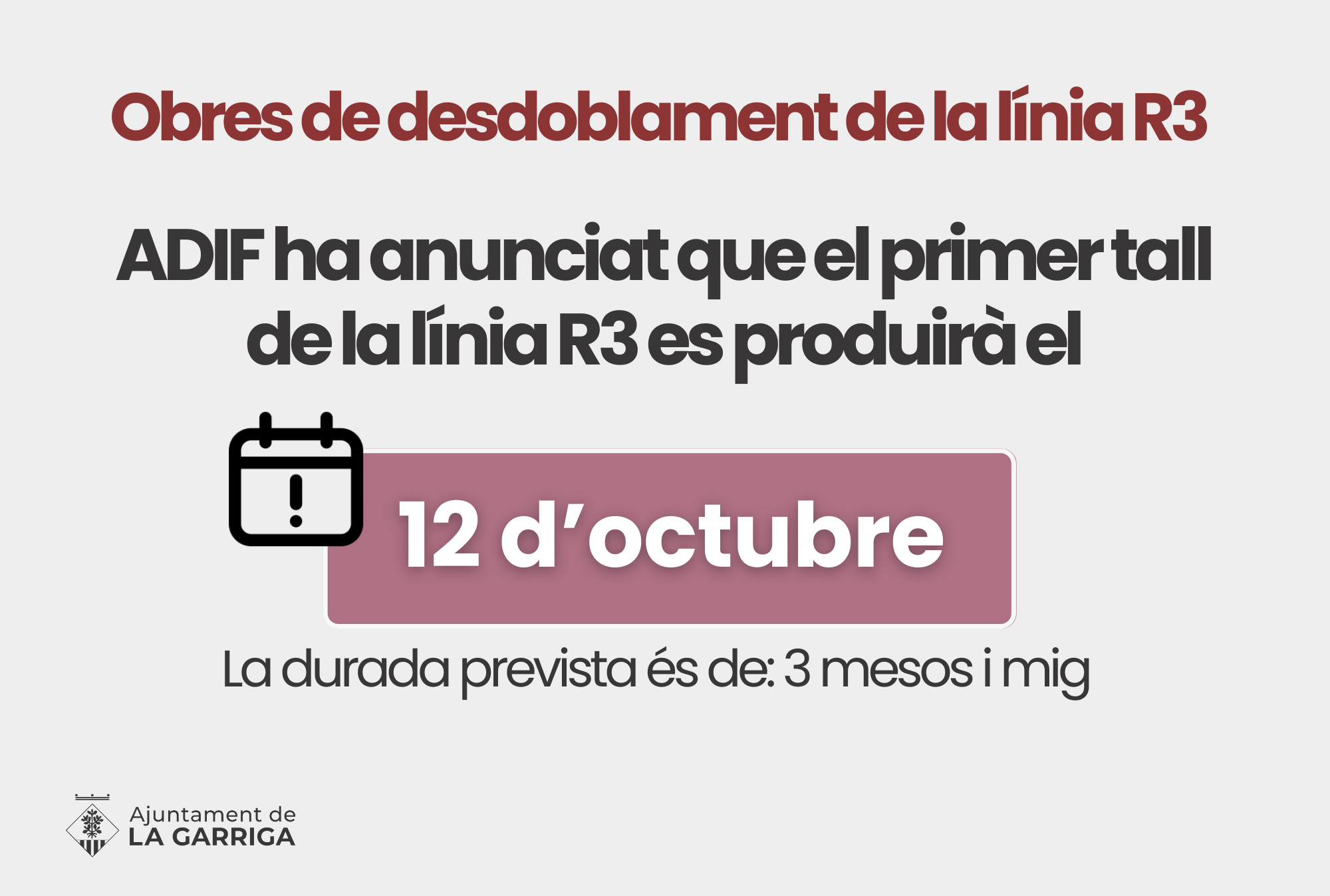 La Garriga tindrà servei directe de bus a Barcelona mentre duri el tall de l'R3