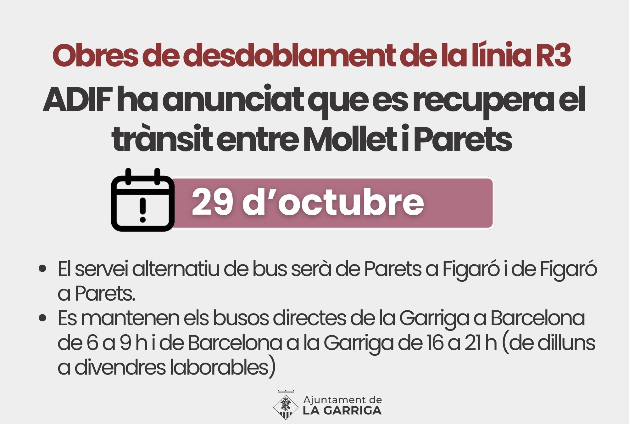 Renfe recupera la circulació de trens entre Mollet i Parets