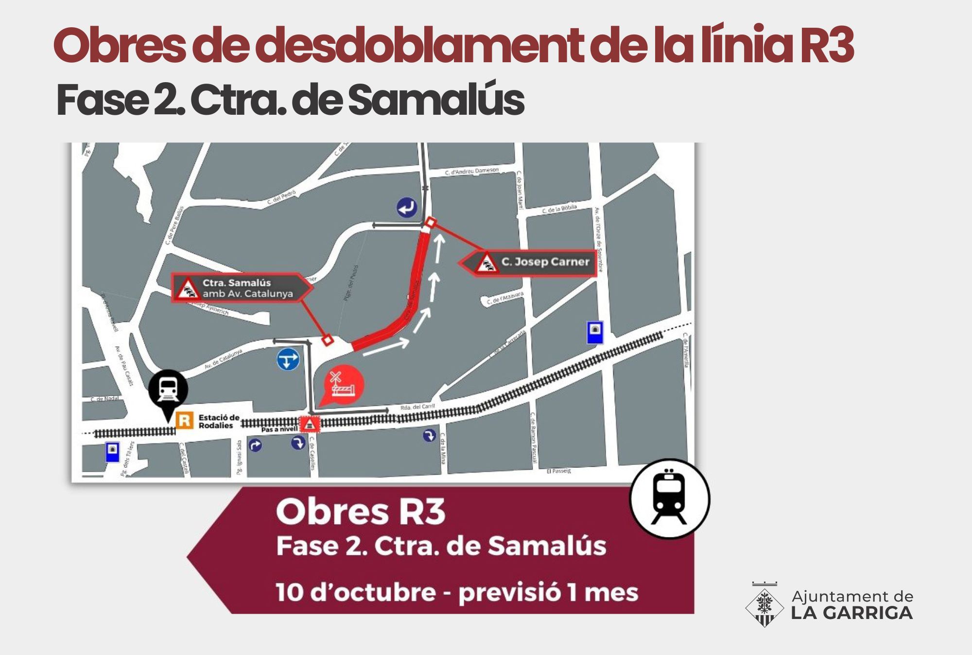 Comença la segona fase d'obres d'ADIF a la Ctra. de Samalús