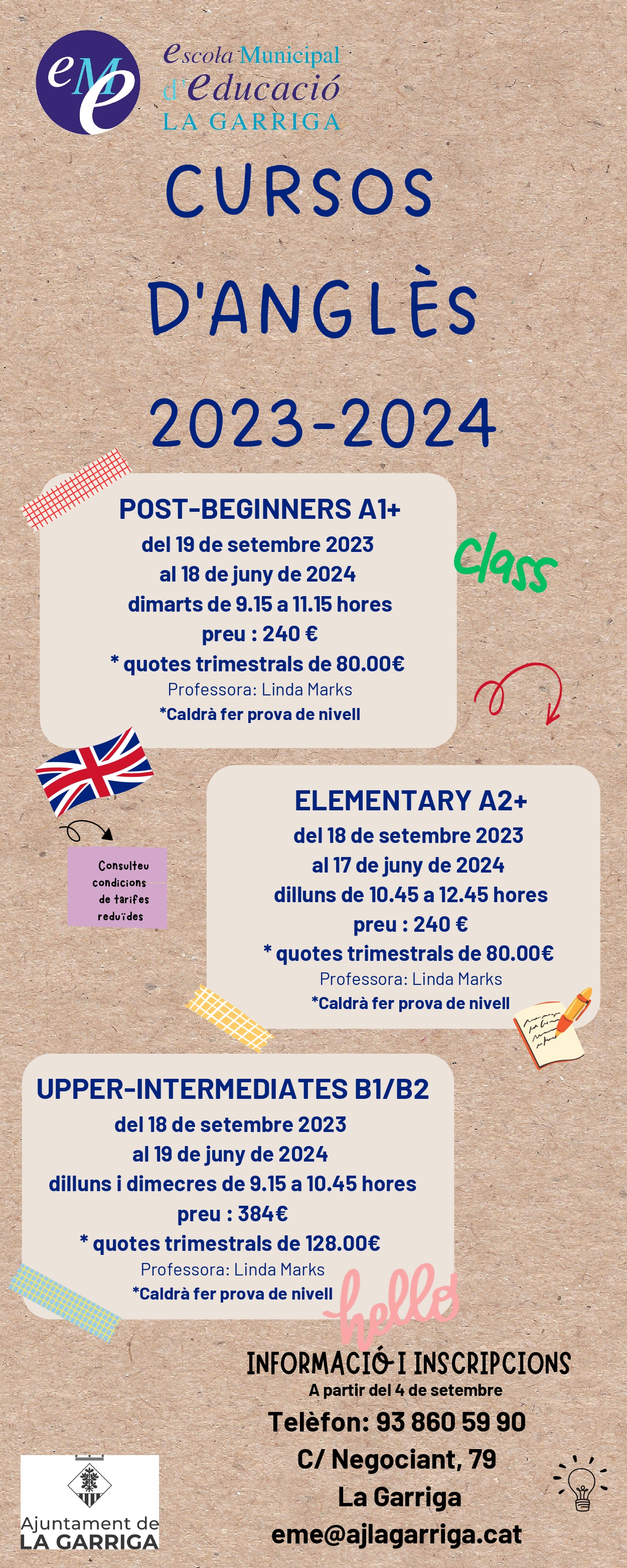 Apunteu-vos als cursos d'anglès de l'EME!