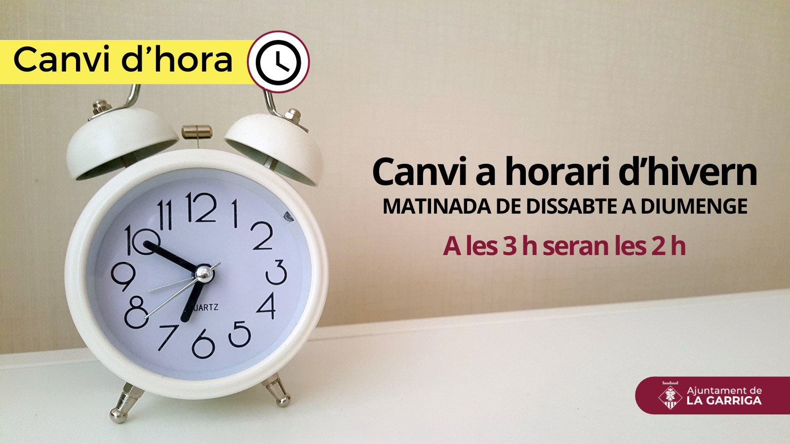 Aquest cap de setmana es canvia l'hora