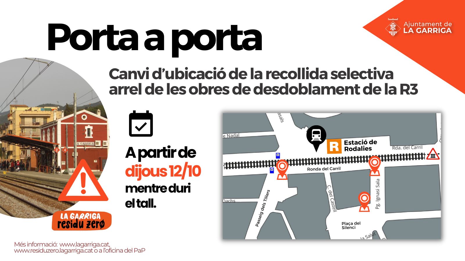 Canvis al Porta a porta per les obres de la R3