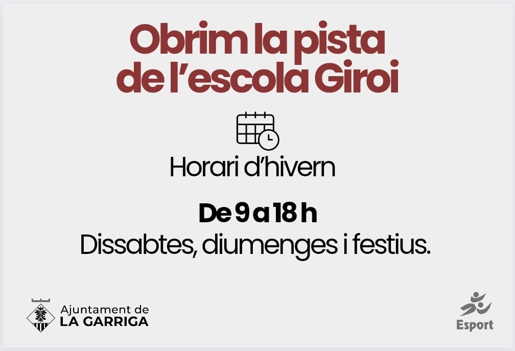 La pista de l'Escola Giroi s'obre els caps de setmana la Garriga
