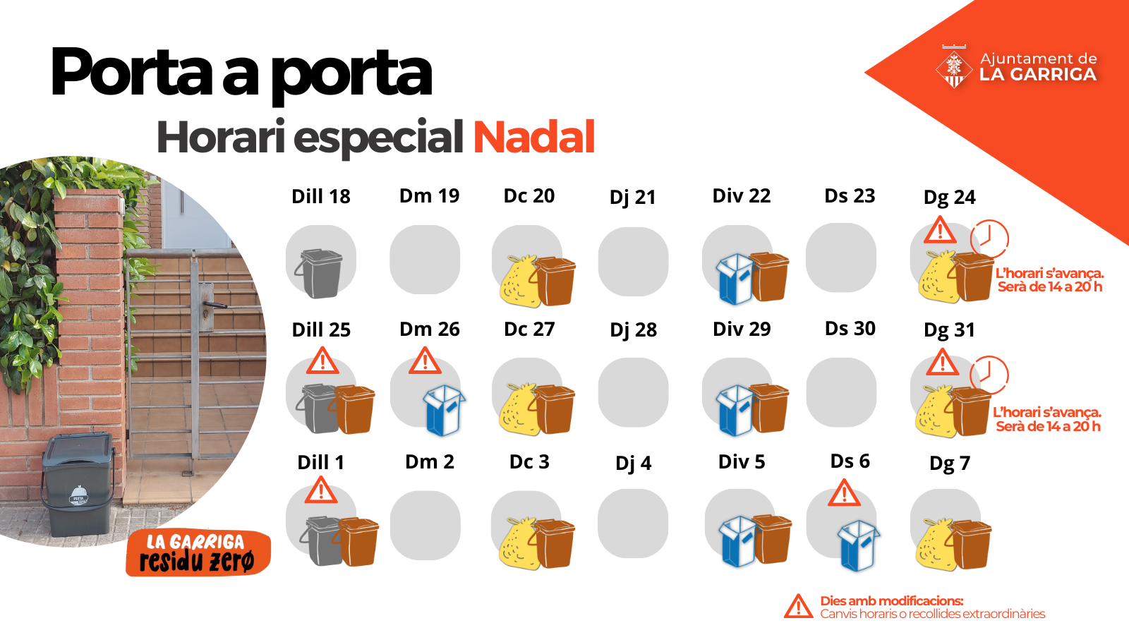 Reforç de la recollida d'orgànica i paper per festes