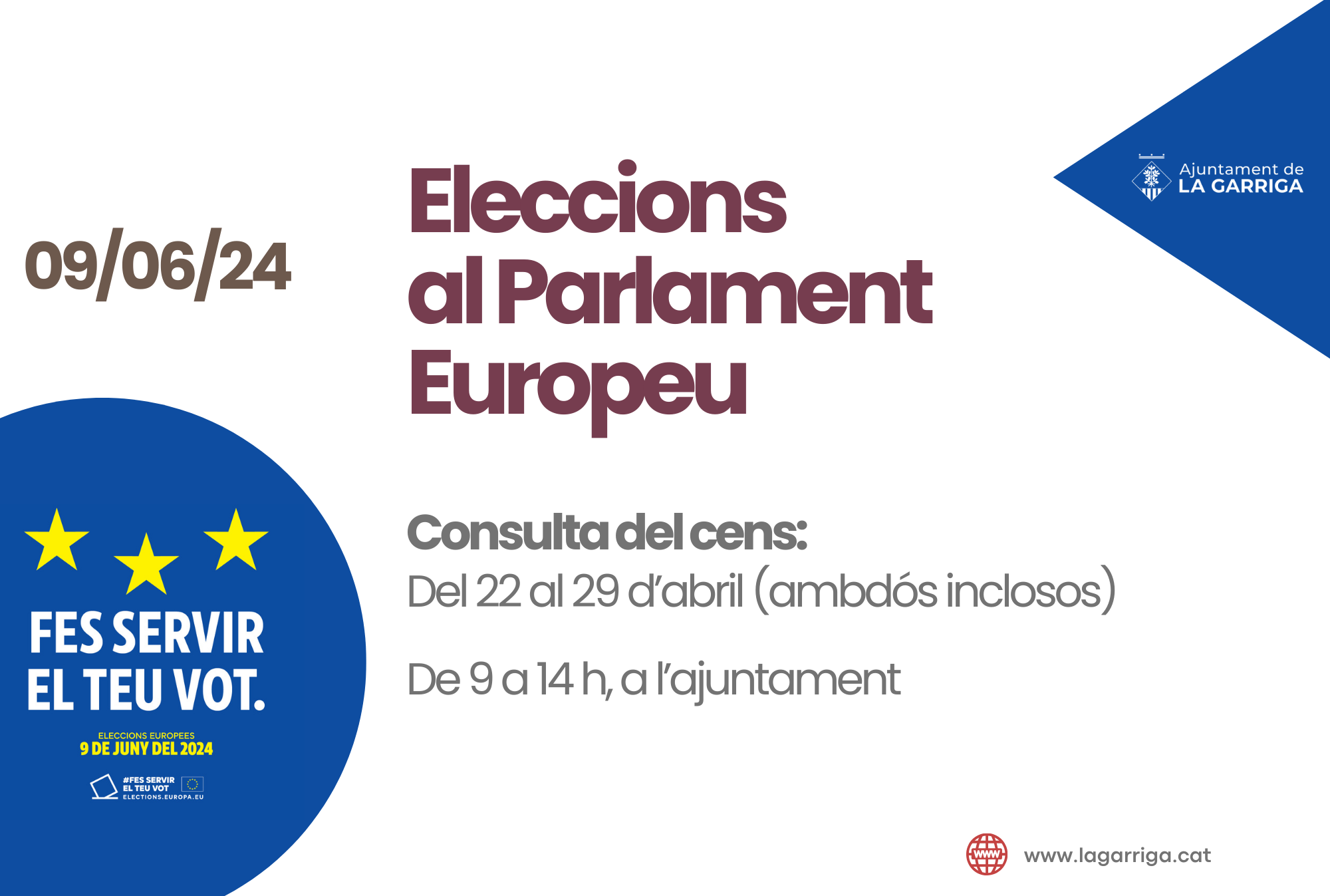 Eleccions al Parlament Europeu: cens i vot per correu