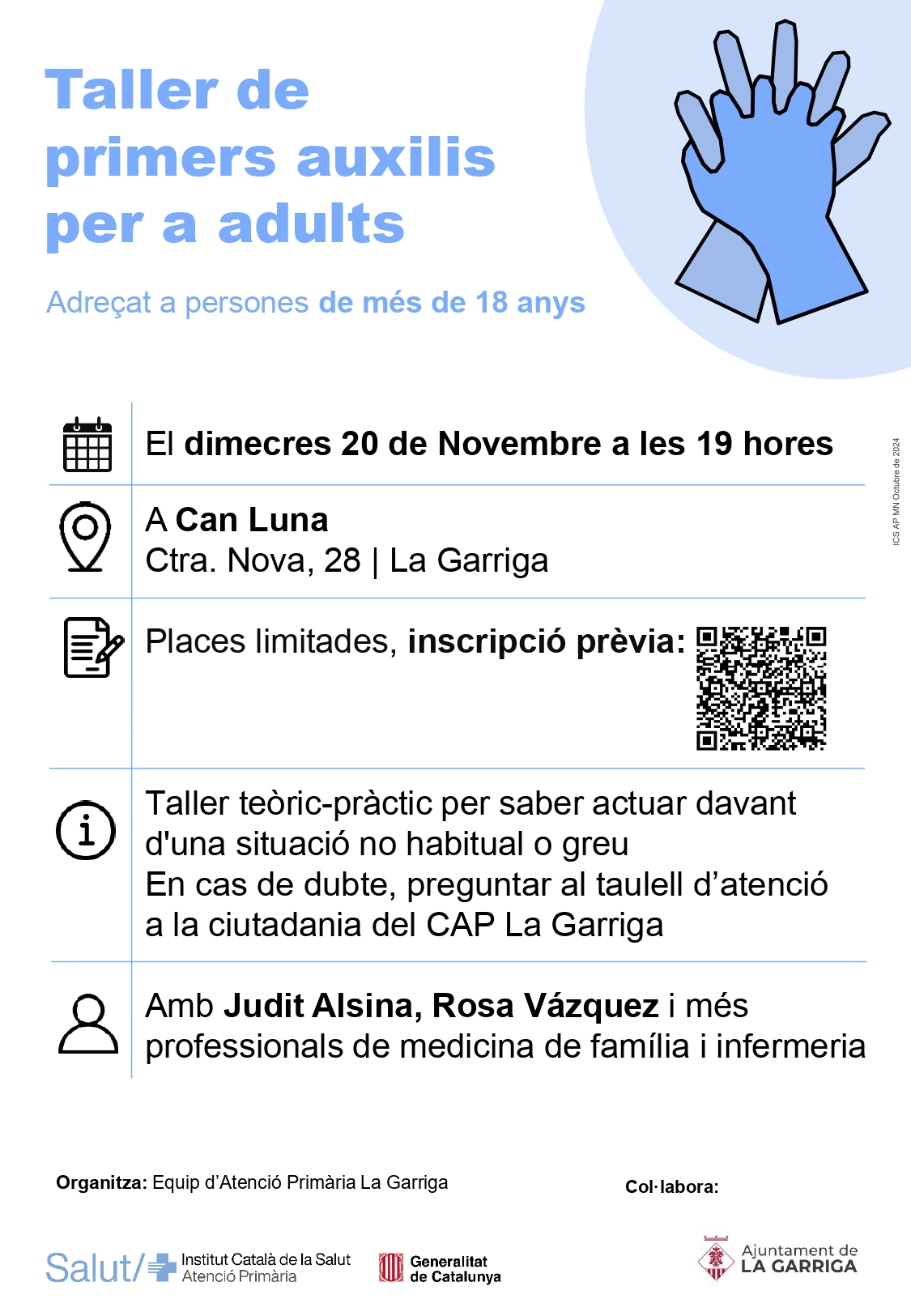 Taller de primers auxilis per a adults