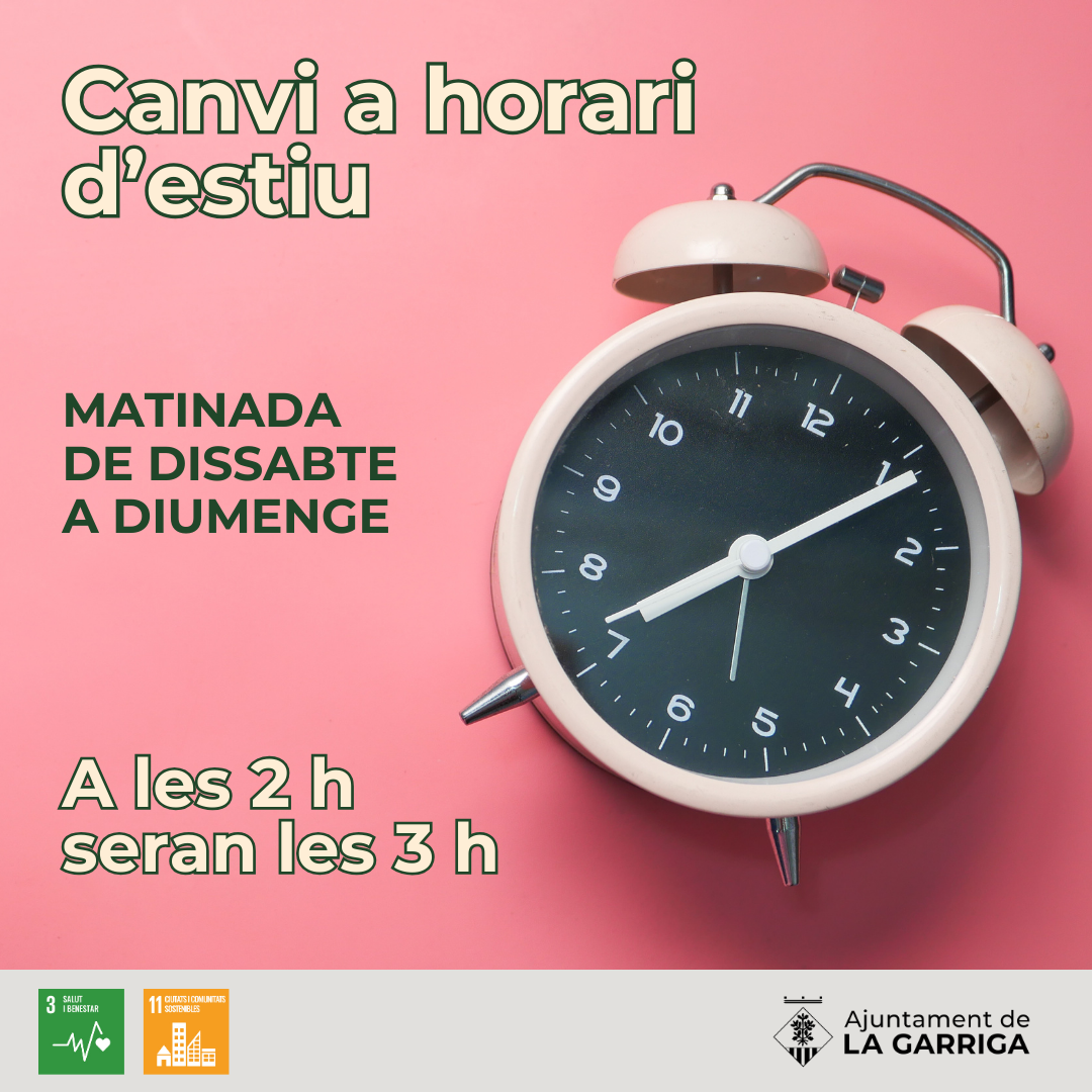 Aquest cap de setmana, canvi a l'horari d'estiu