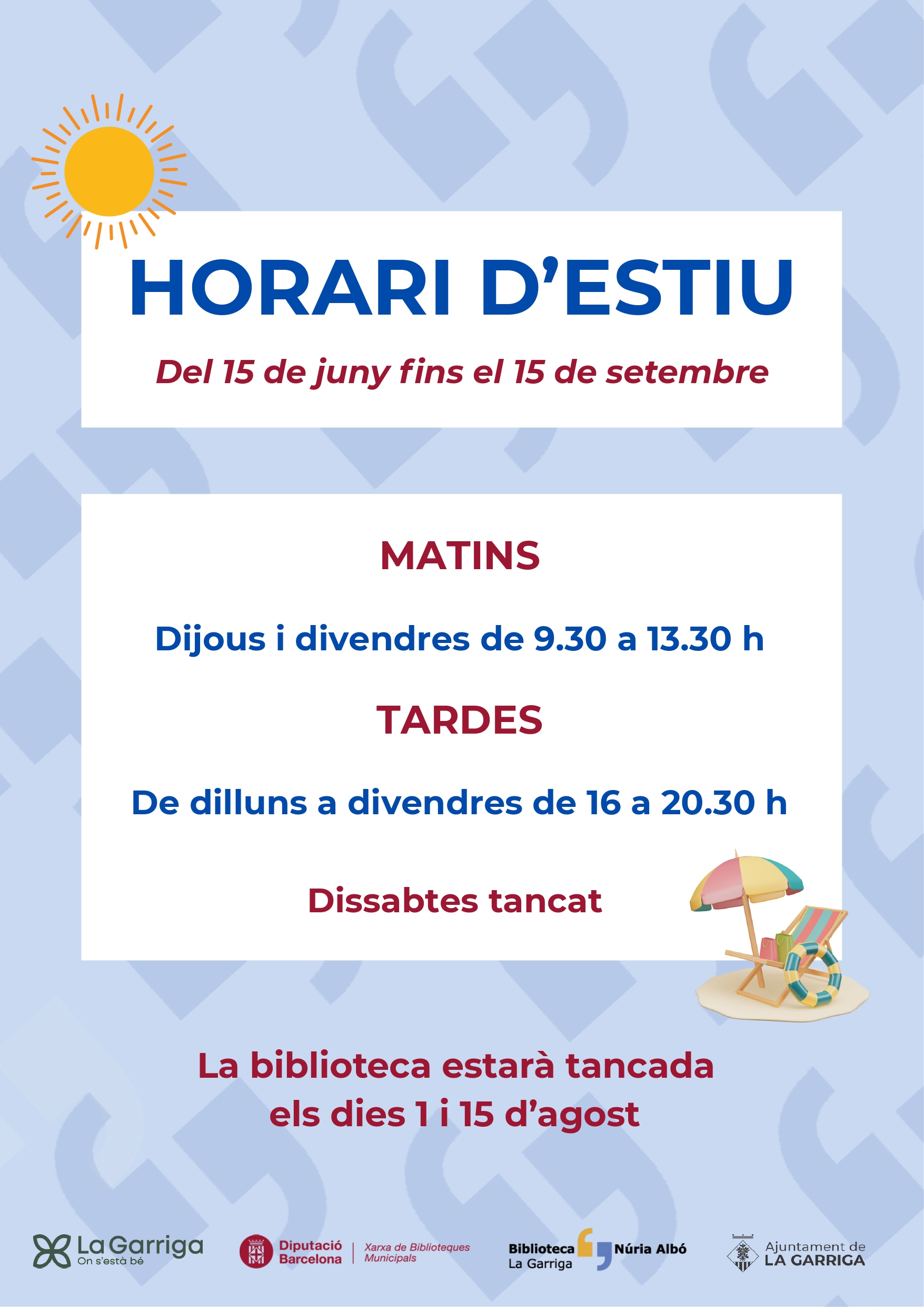 Horari d'estiu de la biblioteca