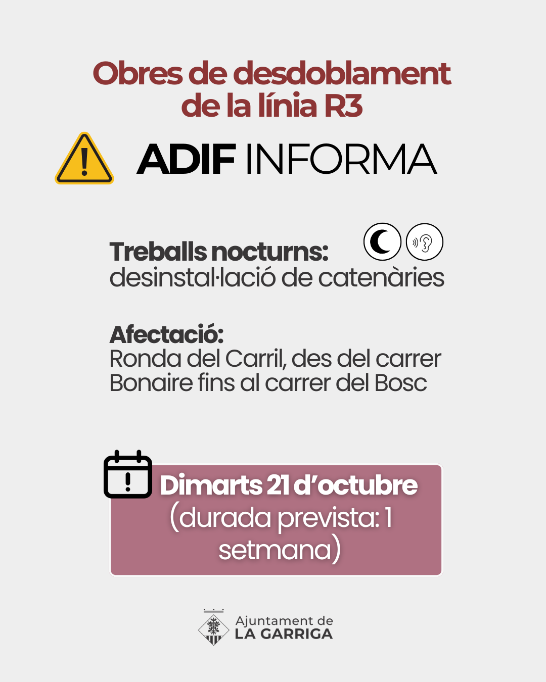 Treballs nocturns d'ADIF