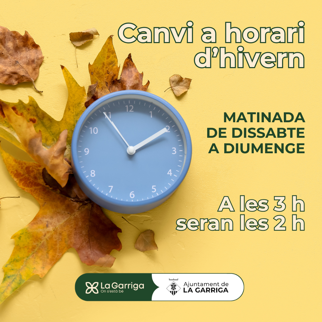 Canvi a l'horari d'hivern