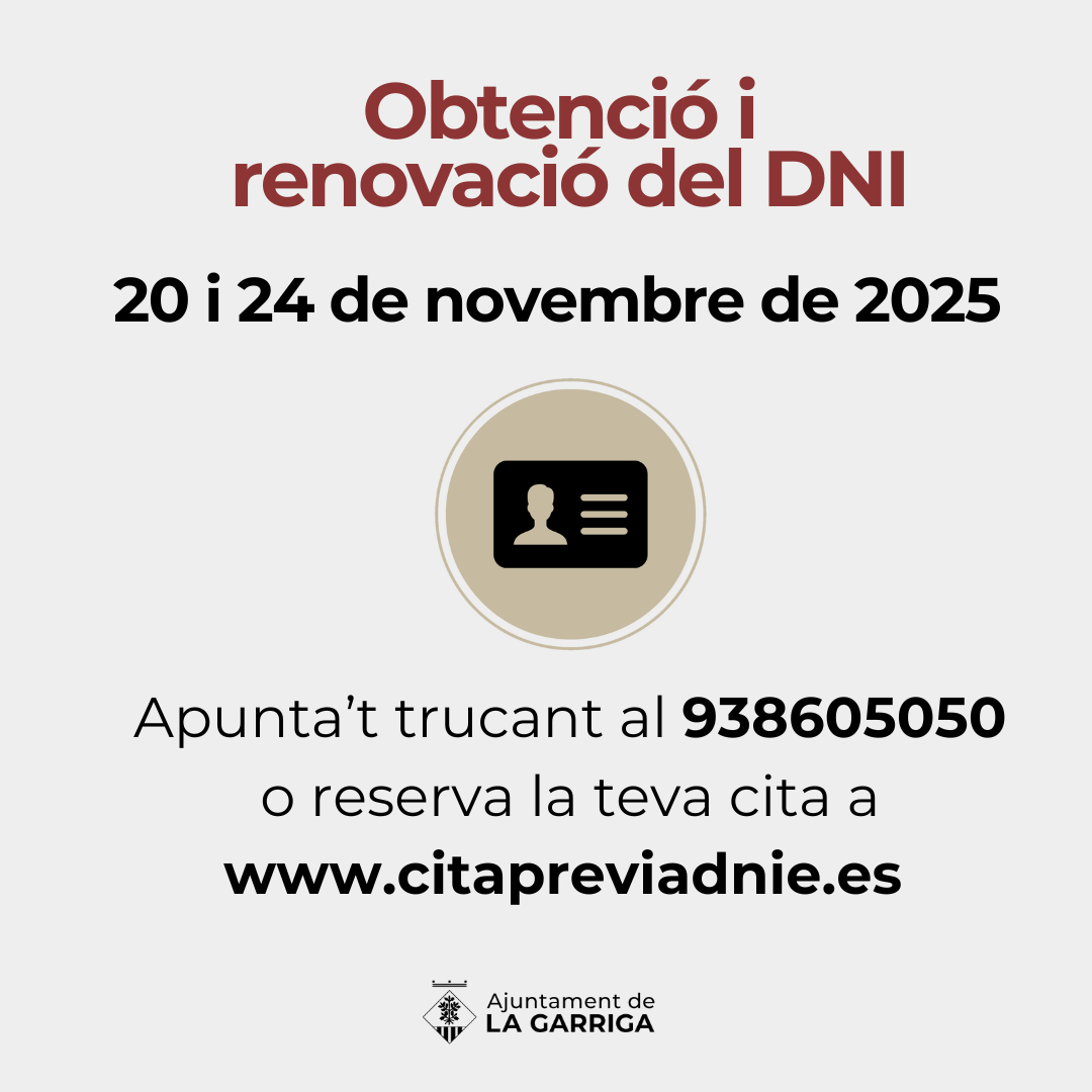Obtenció i renovació del DNI a la Garriga