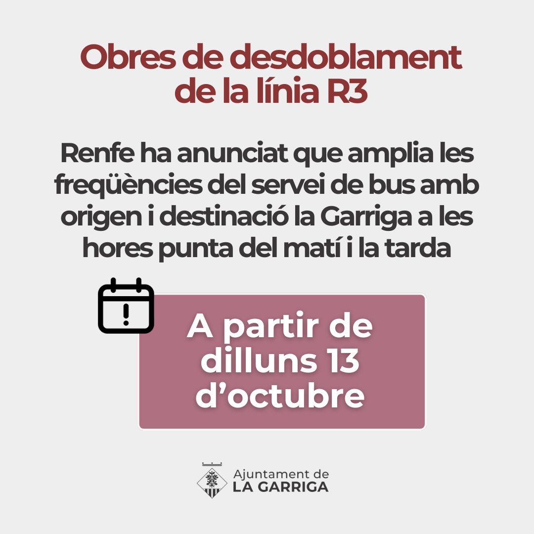S'amplia el servei de bus directe entre la Garriga i Barcelona pel tall de l'R3