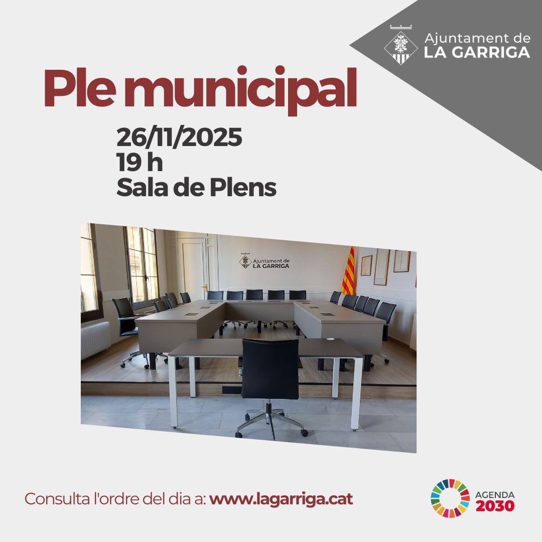 Aquest dimecres, ple municipal de novembre