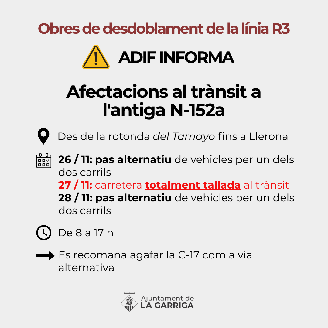 Afectacions al trànsit a l'antiga N-152a