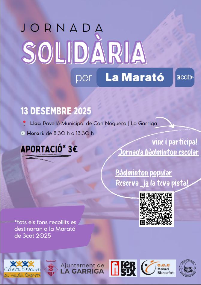 Jornada solidària de bàdminton per la Marató