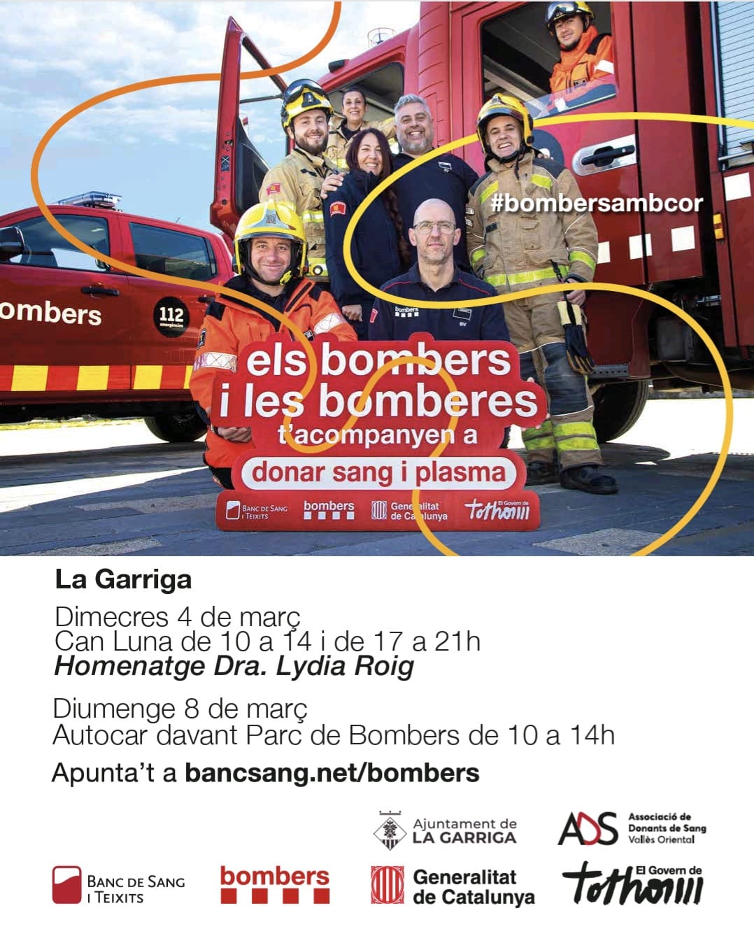 Els bombers i les bomberes t'acompanyen a donar sang