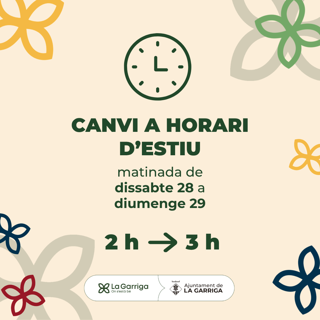 Aquest cap de setmana es canvia l'hora