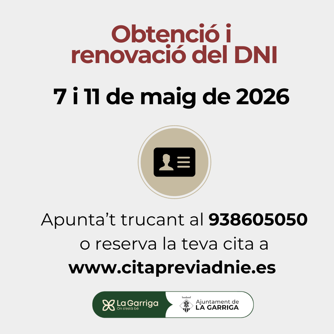 Obtenci&oacute; i renovaci&oacute; del DNI a la Garriga