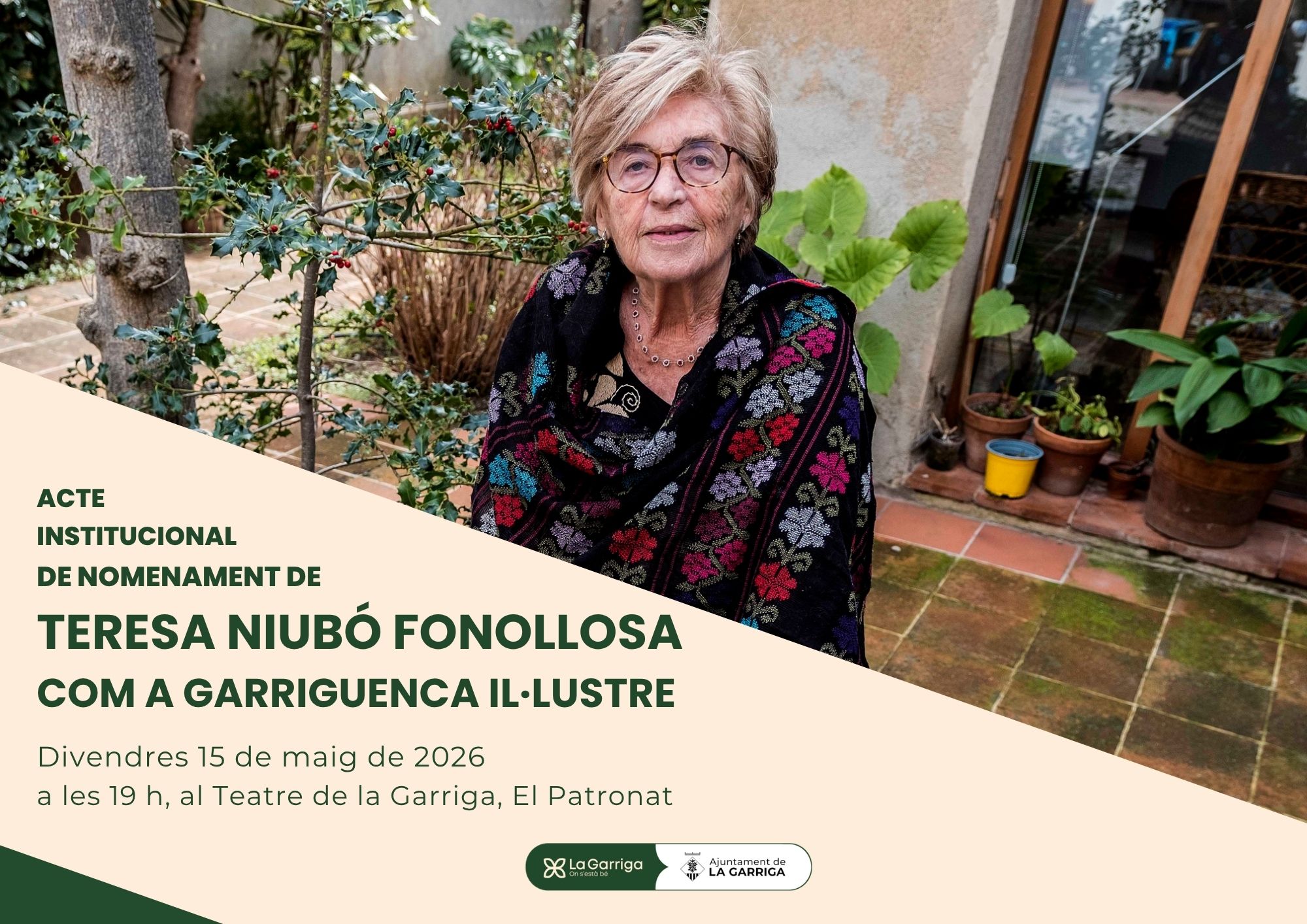 Acte de nomenament de Teresa Niubó com a Garriguenca Il·lustre