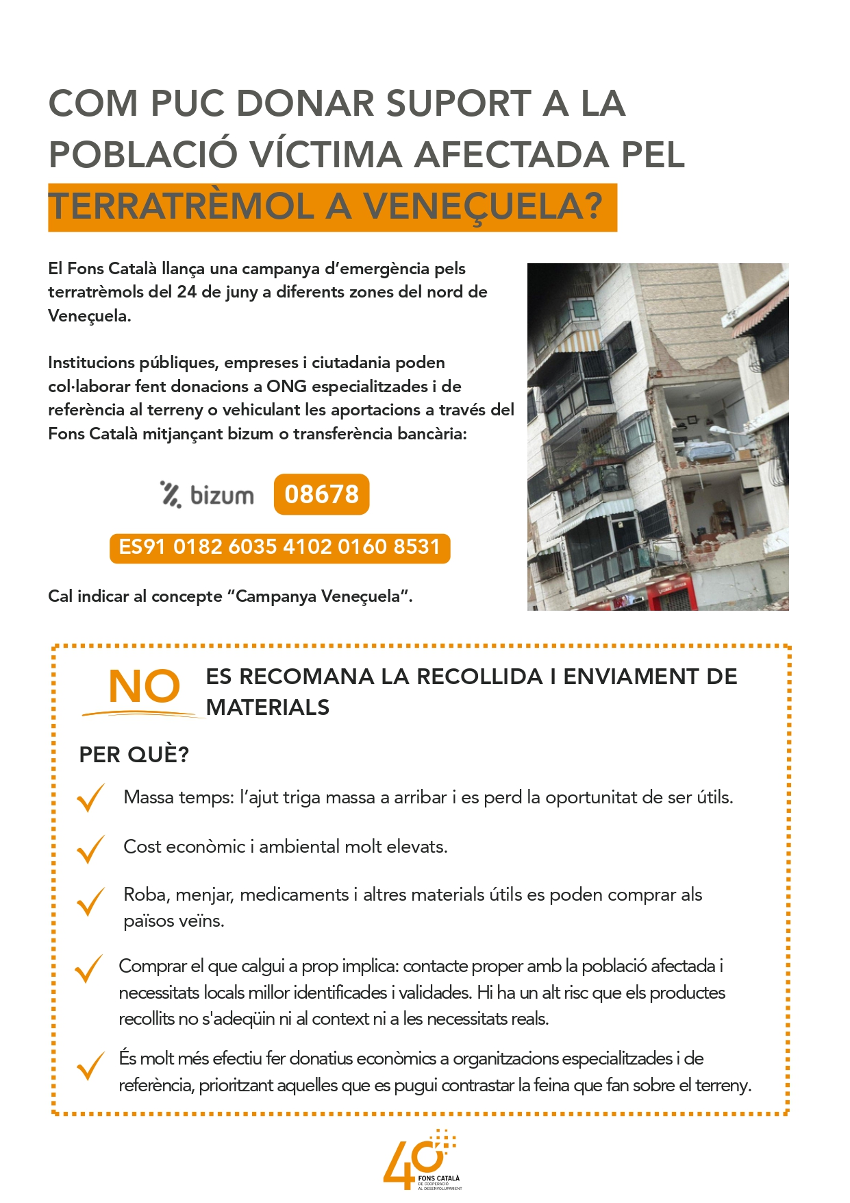 Com donar suport a les v&iacute;ctimes del terratr&egrave;mol de Vene&ccedil;uela