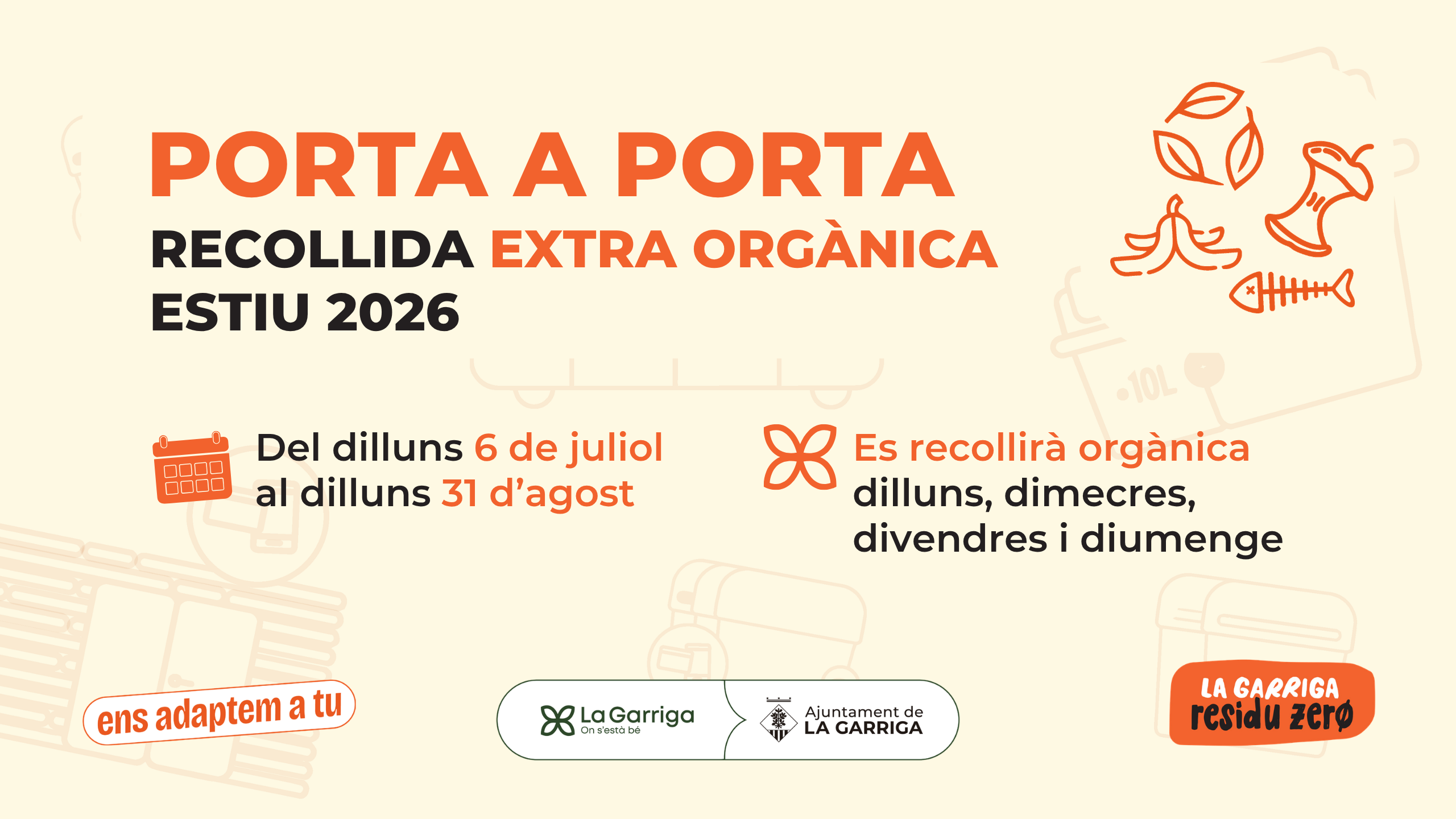 Refor&ccedil; de la recollida de fracci&oacute; org&agrave;nica a l'estiu