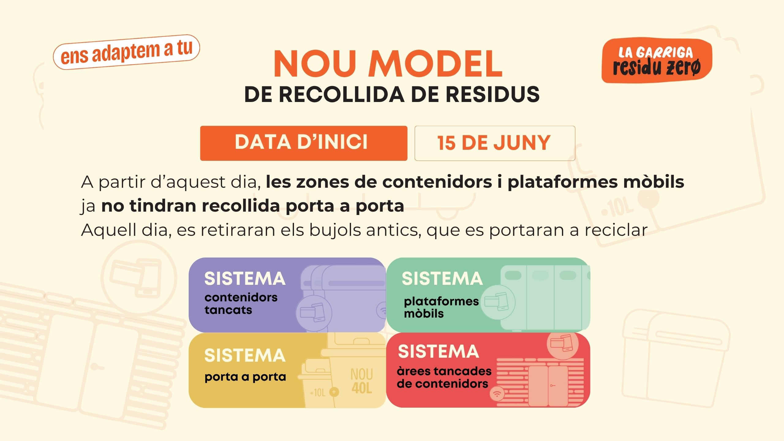 El nou model de recollida de residus arrenca el 15 de juny