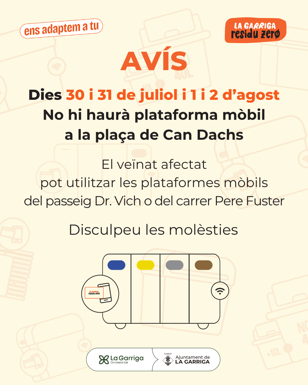 Plataforma m&ograve;bil de Can Dachs, anul&middot;lada per Festa Major
