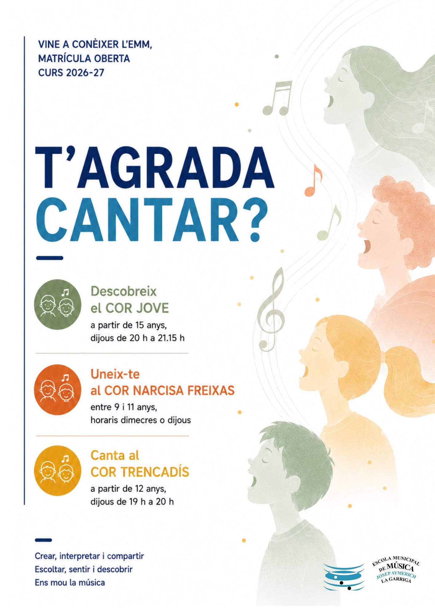 Matr&iacute;cula oberta a l'Escola de M&uacute;sica