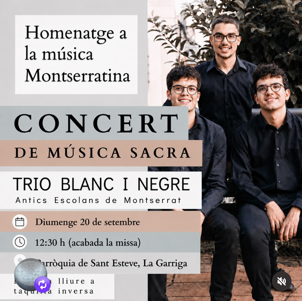 Concert de m&uacute;sica sacra del Trio Blanc i Negre