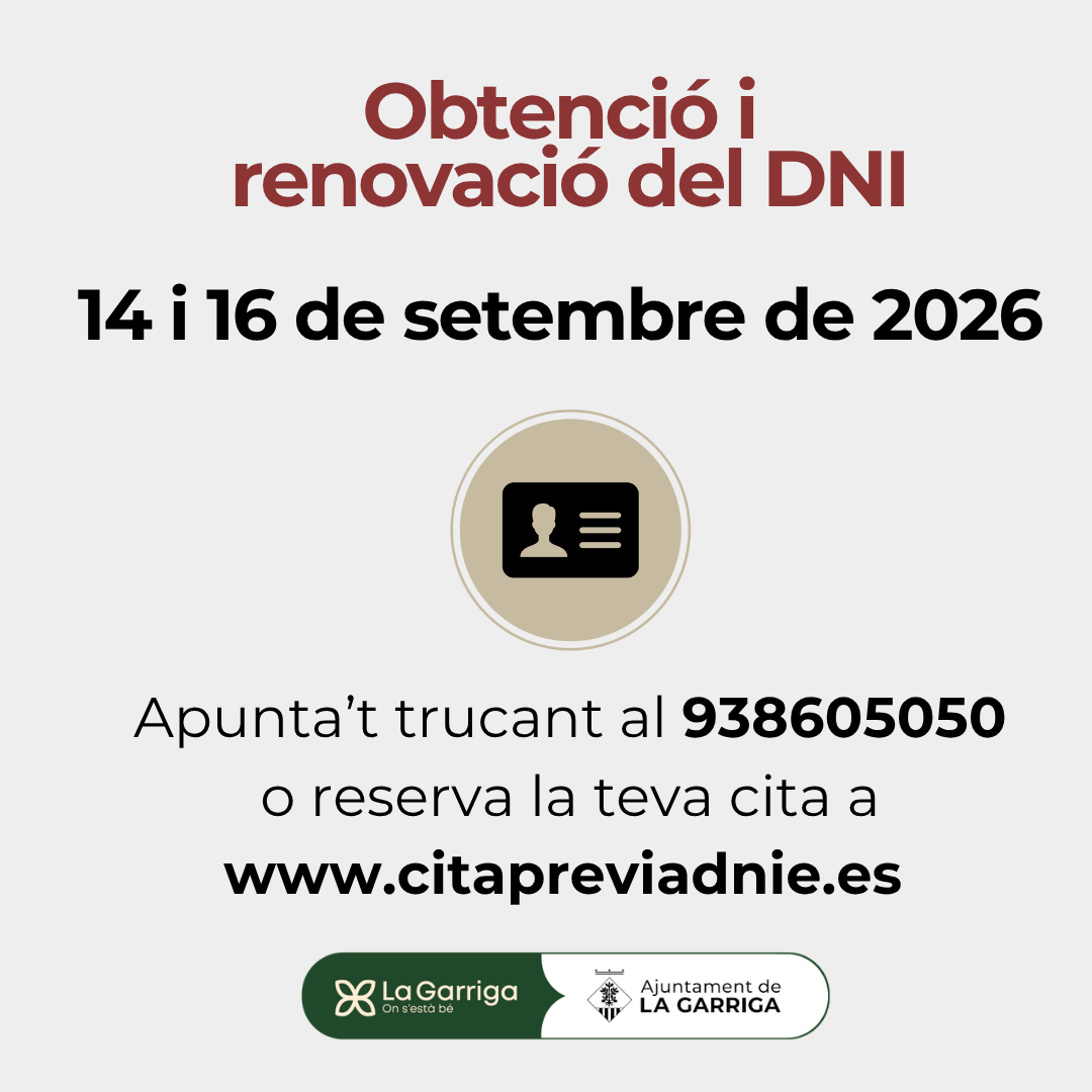 Obtenci&oacute; i renovaci&oacute; del DNI a la Garriga