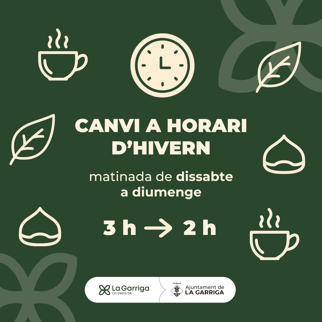 Canvi a l'horari d'hivern