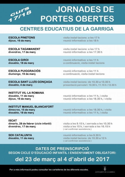 Portes obertes als centres educatius