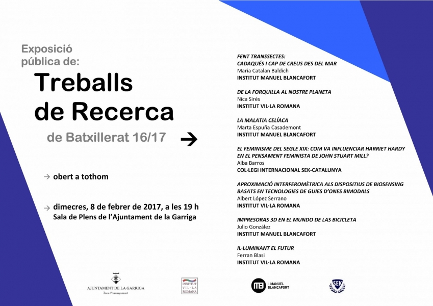 Impressores 3D, el feminisme i il·luminació futurista, a la presentació de treballs de batxillerat